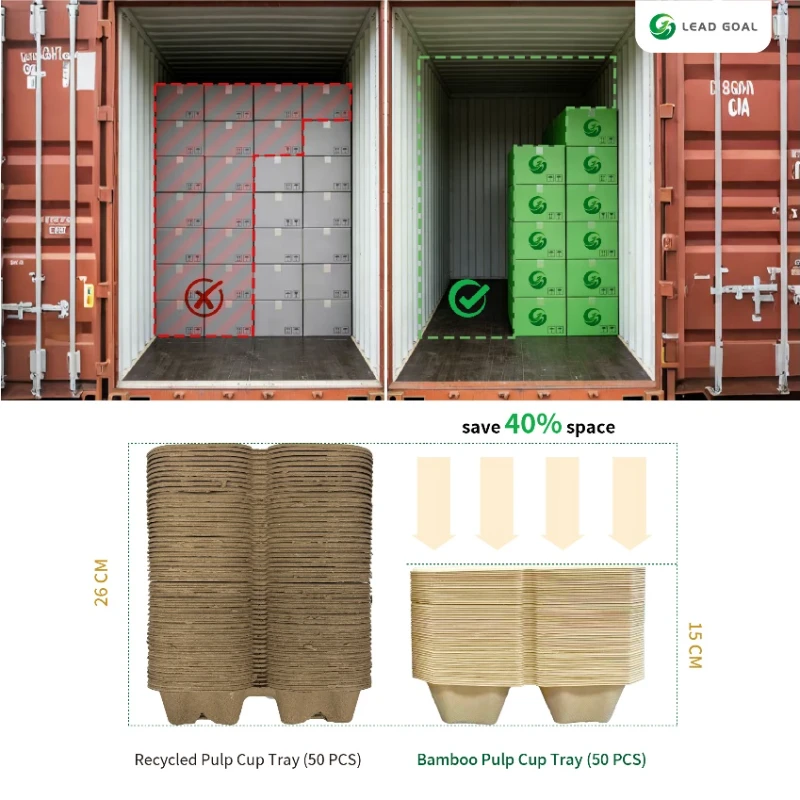 40% Space Saving Bamboo Pulp Cup Tray